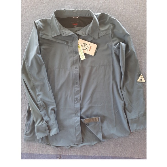 Wrangler Tops - Wrangler Men ATG Mixed Material Vent Shirt StormCloud UV Protection Large NWT